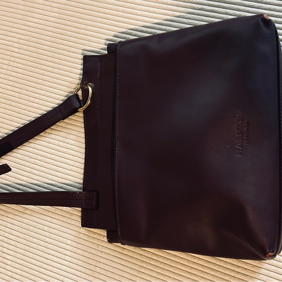 Halston Heritage Crossbody/shoulder bag. Leather & Suade, wine color - Picture 5 of 13